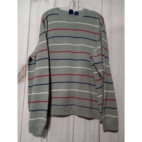 Basic Edition Sweater Men's Extra Large Gray Red White Blue Patriotic Grandpa‎ - Picture 1 of 6